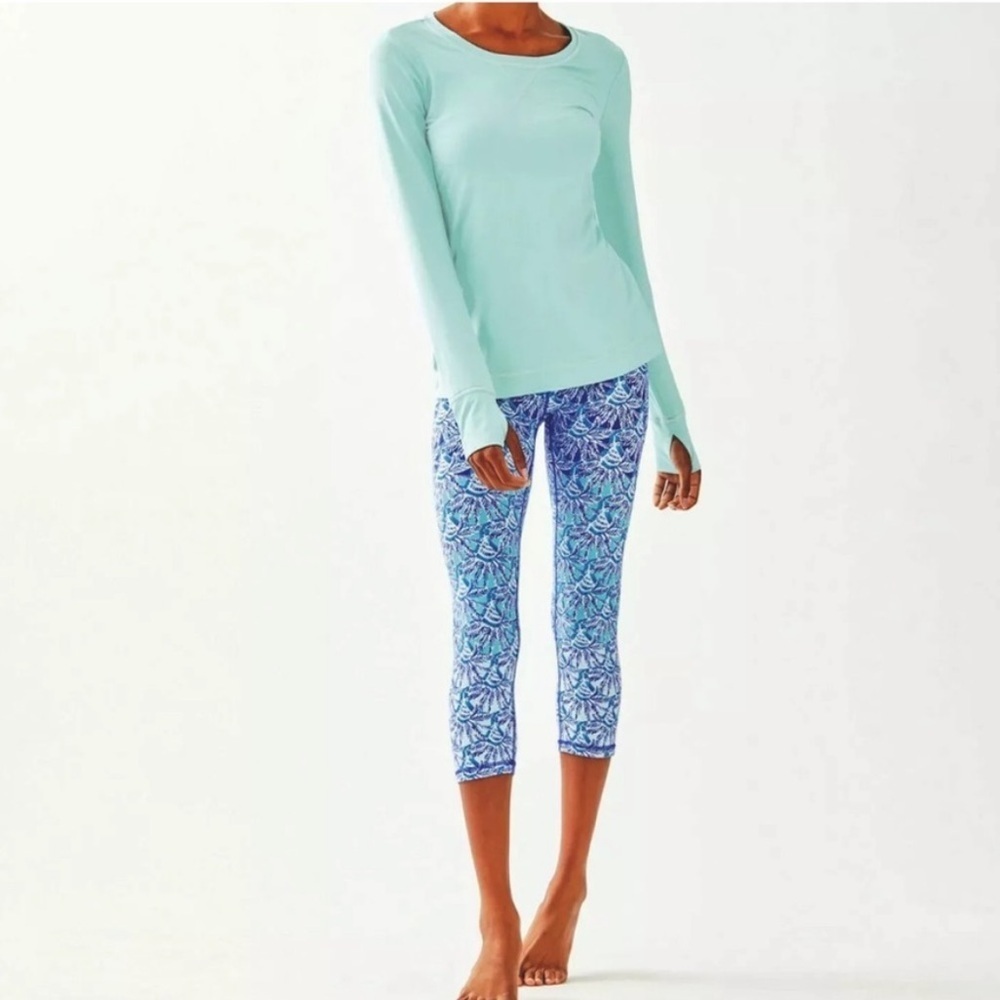 Lilly Pulitzer UPF 50+ Luxletic 21" Weekender Whisper Blue Crop Leggings Size XS